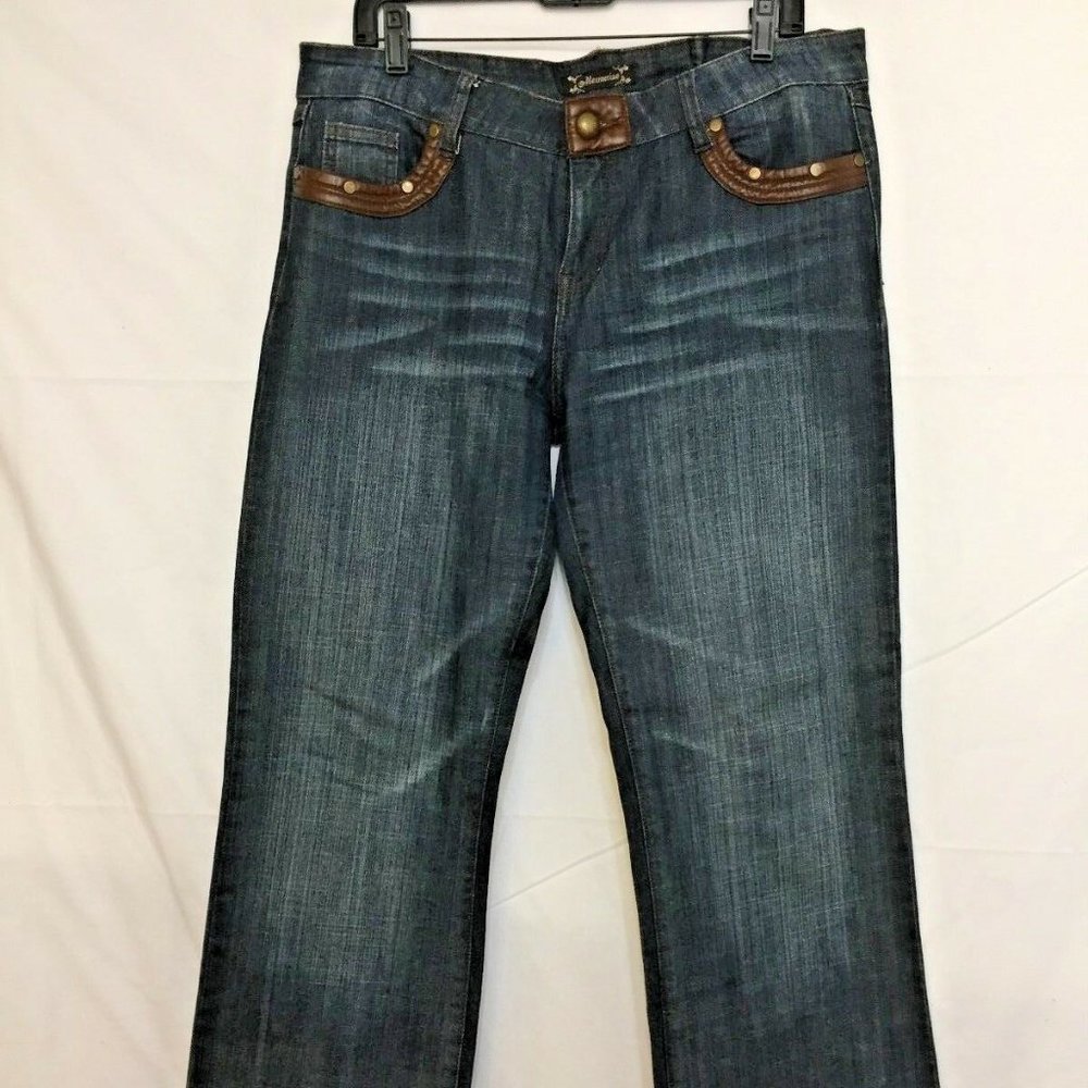 VTG! Women MESMERIZE~ 5 Pockets Leather Embellished Cotton Blend Jeans ~Sz.2(12)